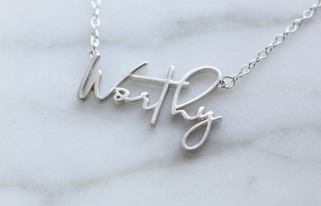 Worthy Necklace in Sterling Silver – Faith-Inspired Minimalist Jewelry | Meaningful Gift for Women