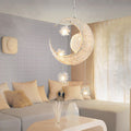 Star & Moon Chandelier Light | Aluminum Wire Celestial Pendant Lamp | Warm LED Lighting for Bedroom, Nursery & Kids Room
