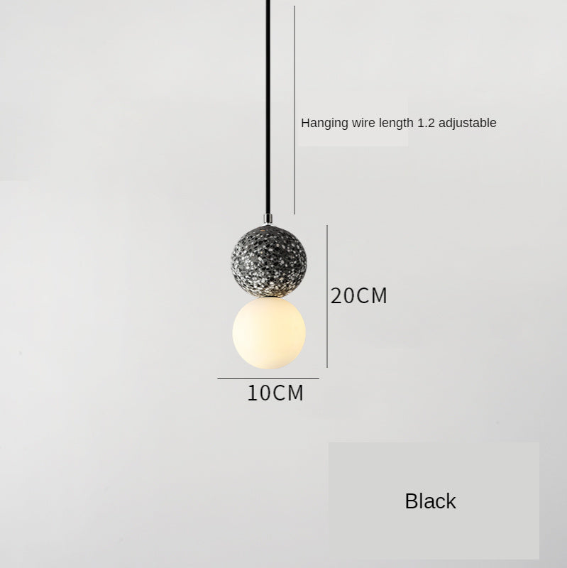 Nordic Terrazzo Cement Pendant Light | Modern Minimalist Small Chandelier | Scandinavian Ceiling Lamp for Kitchen, Bedroom & Bar