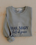 Hail Mary Crewneck Sweatshirt, Catholic Sweatshirt, Christian Crewneck, Marian Prayer Apparel, Embroidered Faith Sweatshirt, Cozy Religious Gift