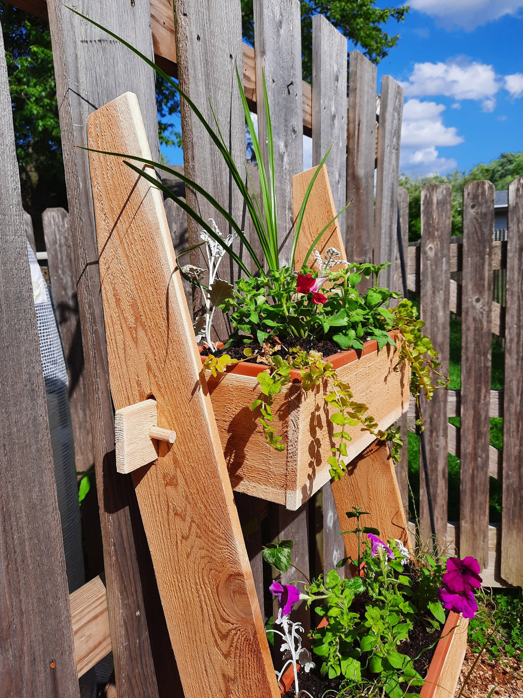 Vertical Herb Garden Planter – Cedar 3 Tier Stand for Small Spaces