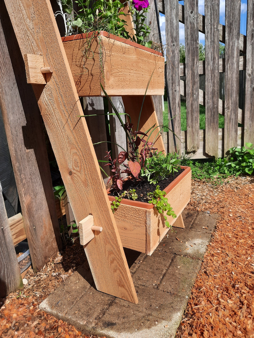Vertical Herb Garden Planter – Cedar 3 Tier Stand for Small Spaces