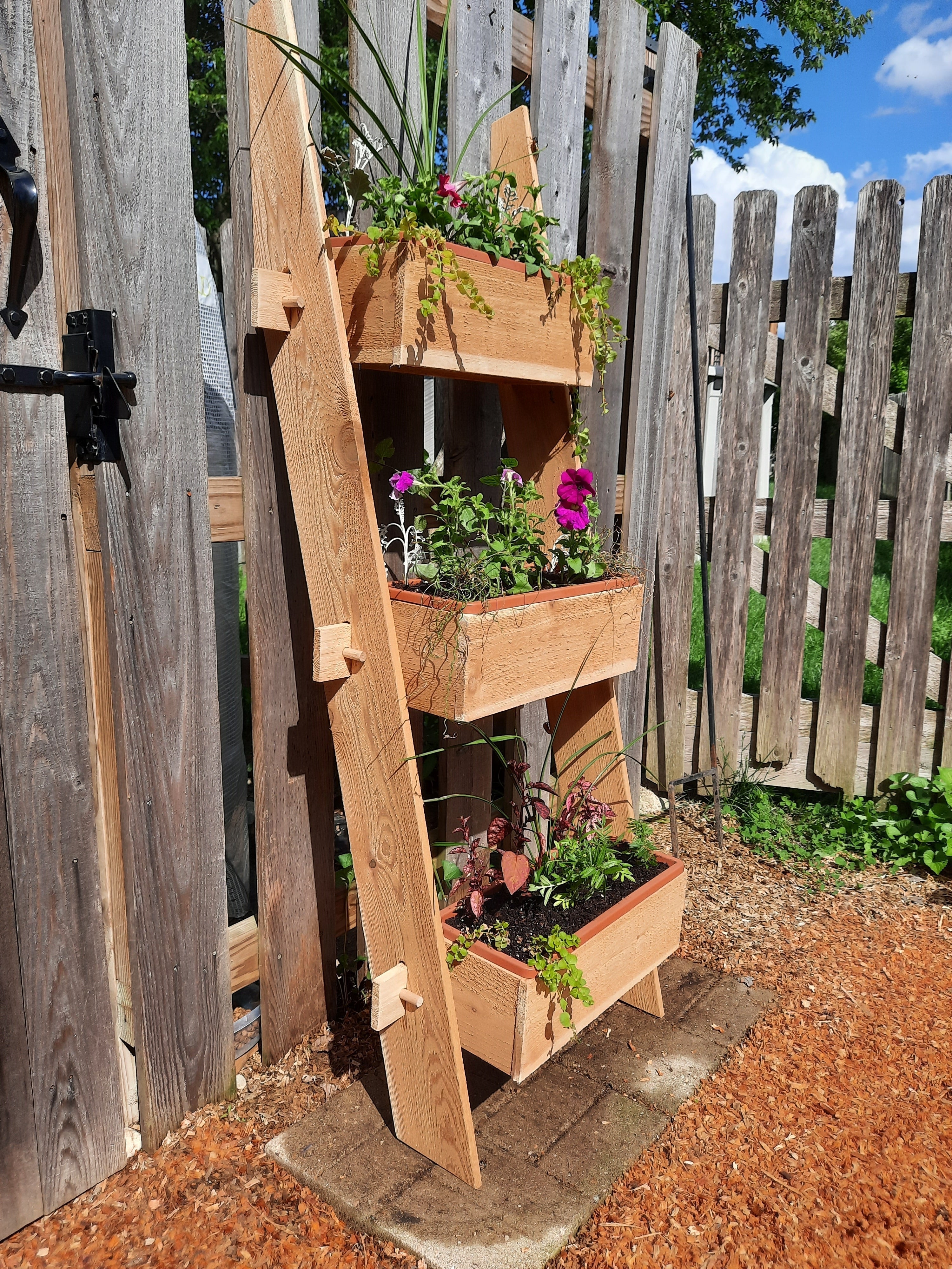 Vertical Herb Garden Planter – Cedar 3 Tier Stand for Small Spaces