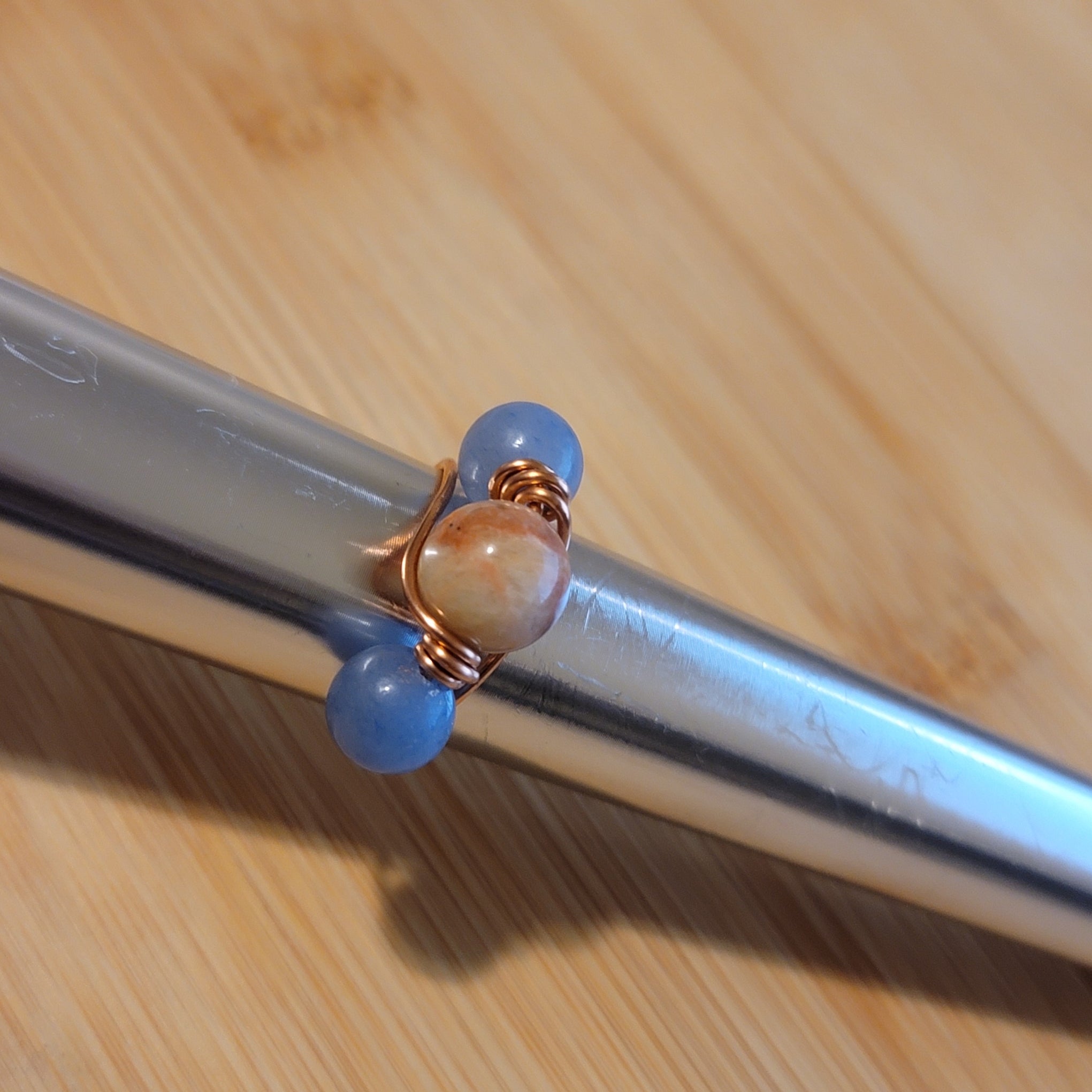 Handmade Copper Wire Wrapped Gemstone Rings – Multiple Sizes Available