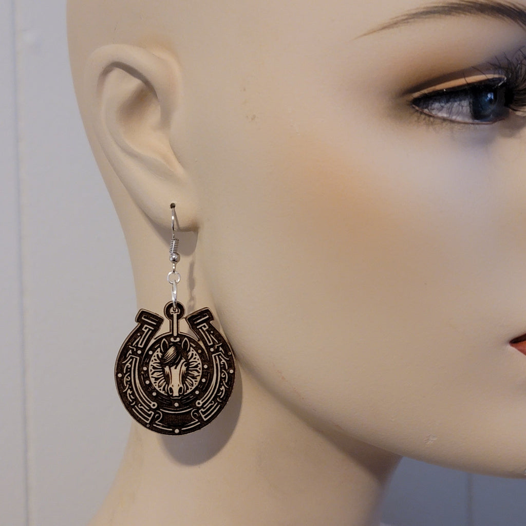Handmade Horseshoe Dangle Earrings – Rustic Western Horse Jewelry