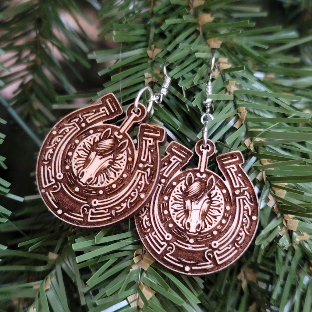 Handmade Horseshoe Dangle Earrings – Rustic Western Horse Jewelry