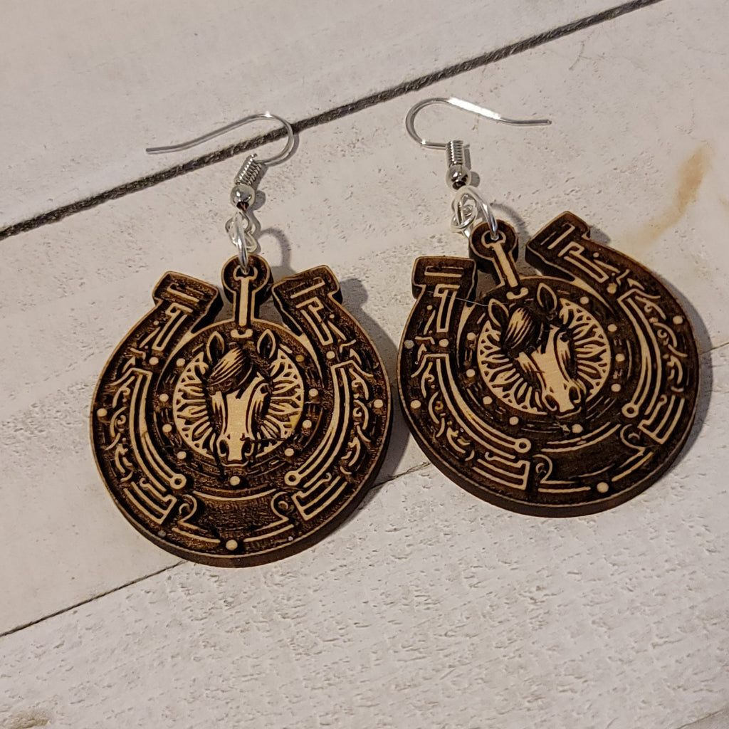 Handmade Horseshoe Dangle Earrings – Rustic Western Horse Jewelry