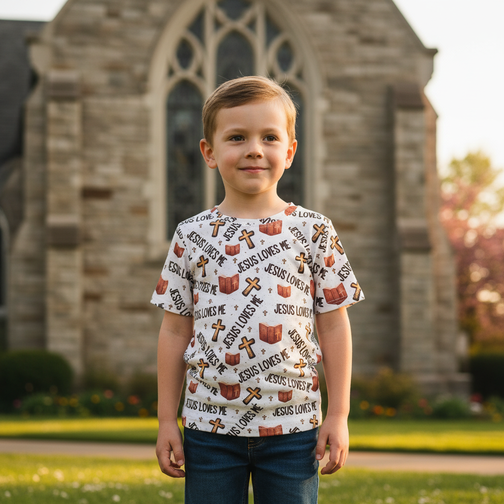 Jesus Loves Me Kids T-Shirt | Christian Toddler & Youth Graphic Tee | Church, Easter & Faith-Based Outfit