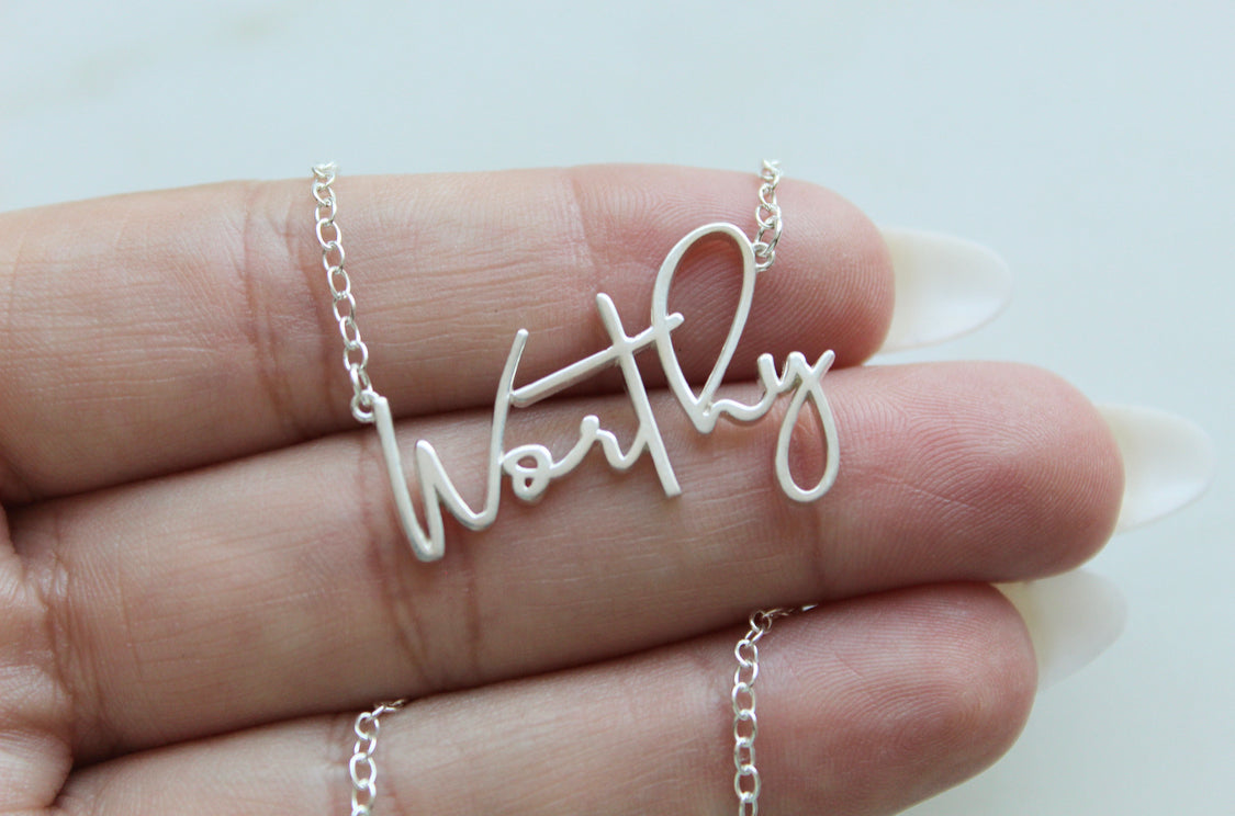 Worthy Necklace in Sterling Silver – Faith-Inspired Minimalist Jewelry | Meaningful Gift for Women