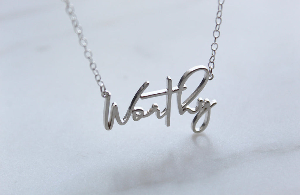Worthy Necklace in Sterling Silver – Faith-Inspired Minimalist Jewelry | Meaningful Gift for Women