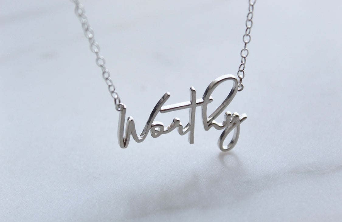Worthy Necklace in Sterling Silver – Faith-Inspired Minimalist Jewelry | Meaningful Gift for Women