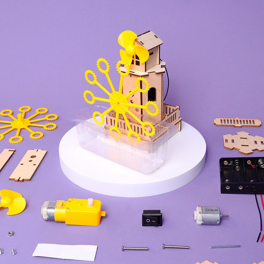 DIY Bubble Machine Kit for Kids | Build Your Own STEM Toy | Educational Science Kit for Ages 6–10 | Hands-On Learning Activity | Screen-Free Engineering Toy