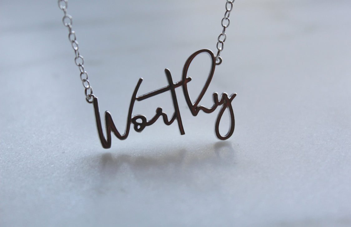 Worthy Necklace in Sterling Silver – Faith-Inspired Minimalist Jewelry | Meaningful Gift for Women
