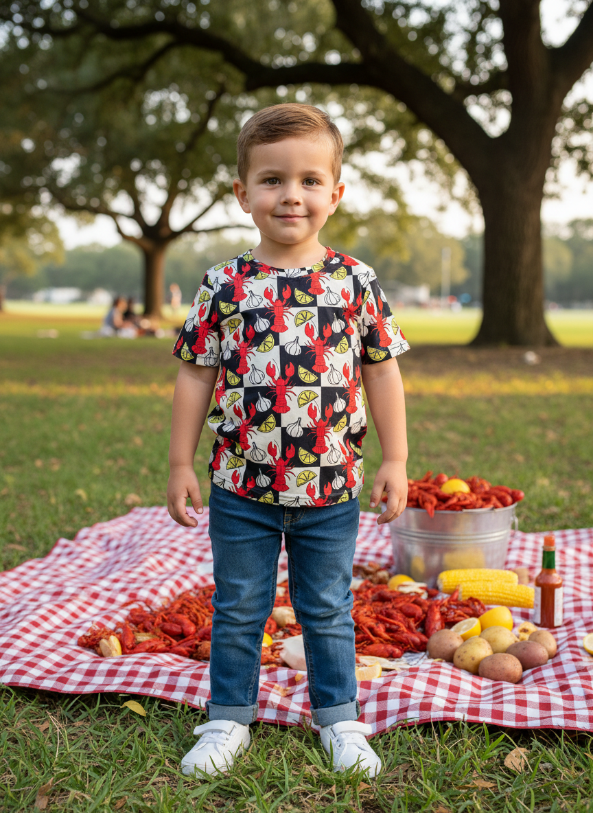 Crawfish Season Kids T-Shirt | Southern Crawfish Boil Graphic Tee | Toddler & Youth Short Sleeve Shirt