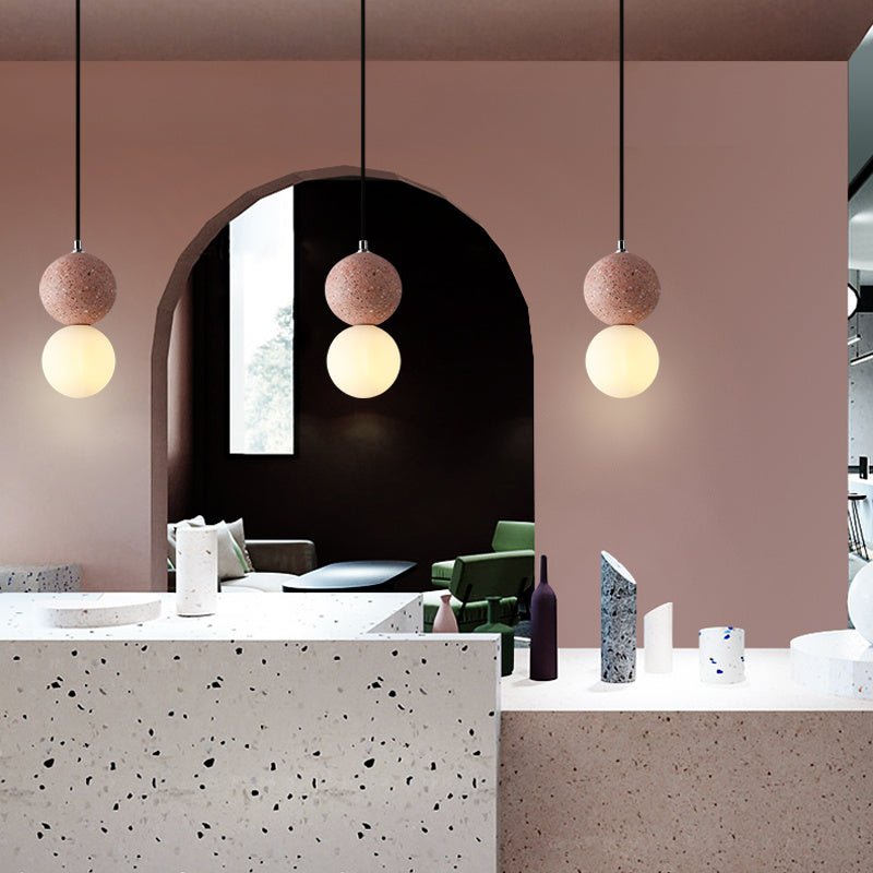 Nordic Terrazzo Cement Pendant Light | Modern Minimalist Small Chandelier | Scandinavian Ceiling Lamp for Kitchen, Bedroom & Bar