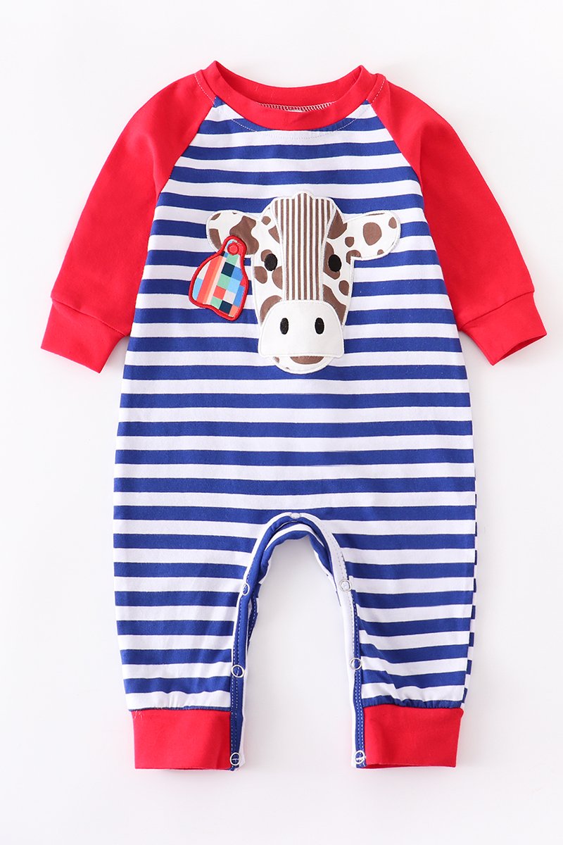 Cow Print Baby Romper | Western Baby Outfit | Farm Animal Striped Infant Romper (0–24M)