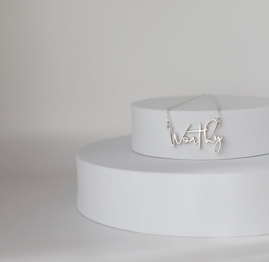 Worthy Necklace in Sterling Silver – Faith-Inspired Minimalist Jewelry | Meaningful Gift for Women
