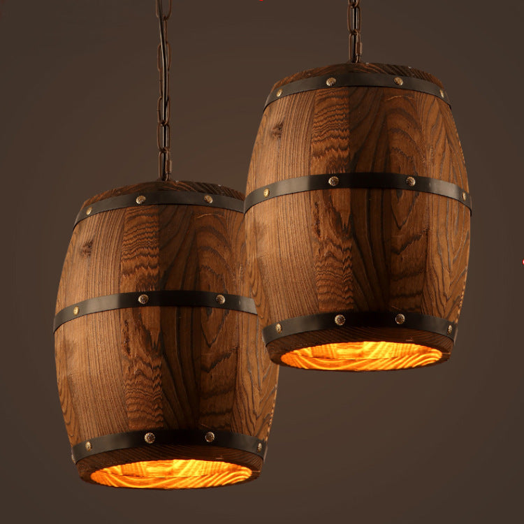 Wine Barrel Wooden Chandelier | Rustic Farmhouse Ceiling Light | Vintage Barrel Pendant Lamp for Dining Room, Bar & Home