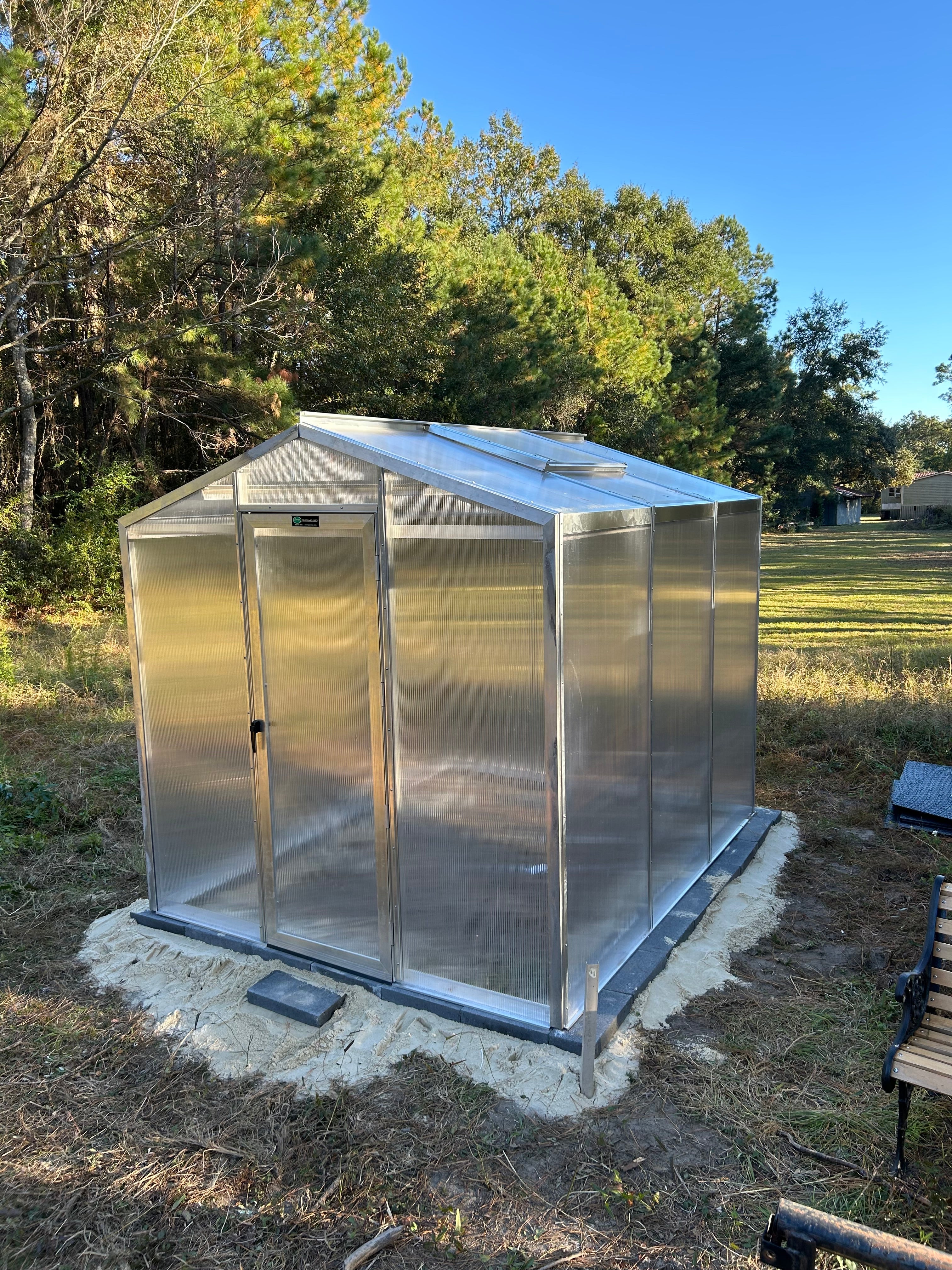 Palmetto 8x10 Greenhouse Kit | Aluminum & Tempered Glass Greenhouse | Heavy-Duty Backyard Greenhouse | All-Season Garden Structure