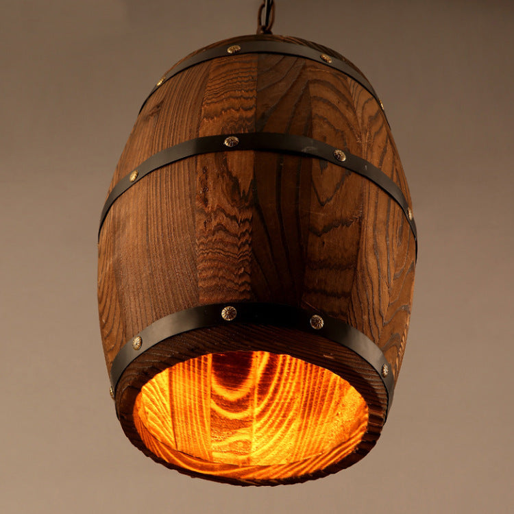 Wine Barrel Wooden Chandelier | Rustic Farmhouse Ceiling Light | Vintage Barrel Pendant Lamp for Dining Room, Bar & Home