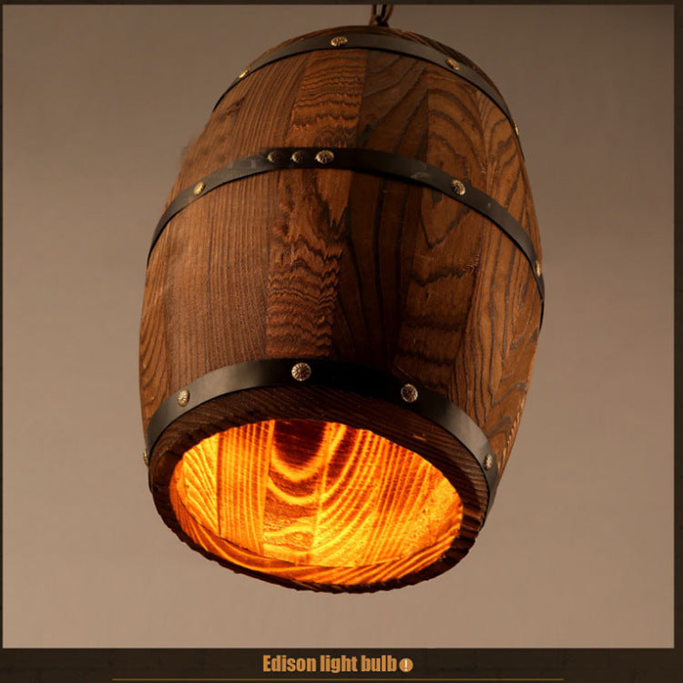 Wine Barrel Wooden Chandelier | Rustic Farmhouse Ceiling Light | Vintage Barrel Pendant Lamp for Dining Room, Bar & Home