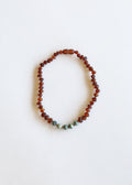Raw Cognac Baltic Amber Necklace with Turquoise Jasper | Handmade Natural Gemstone Jewelry
