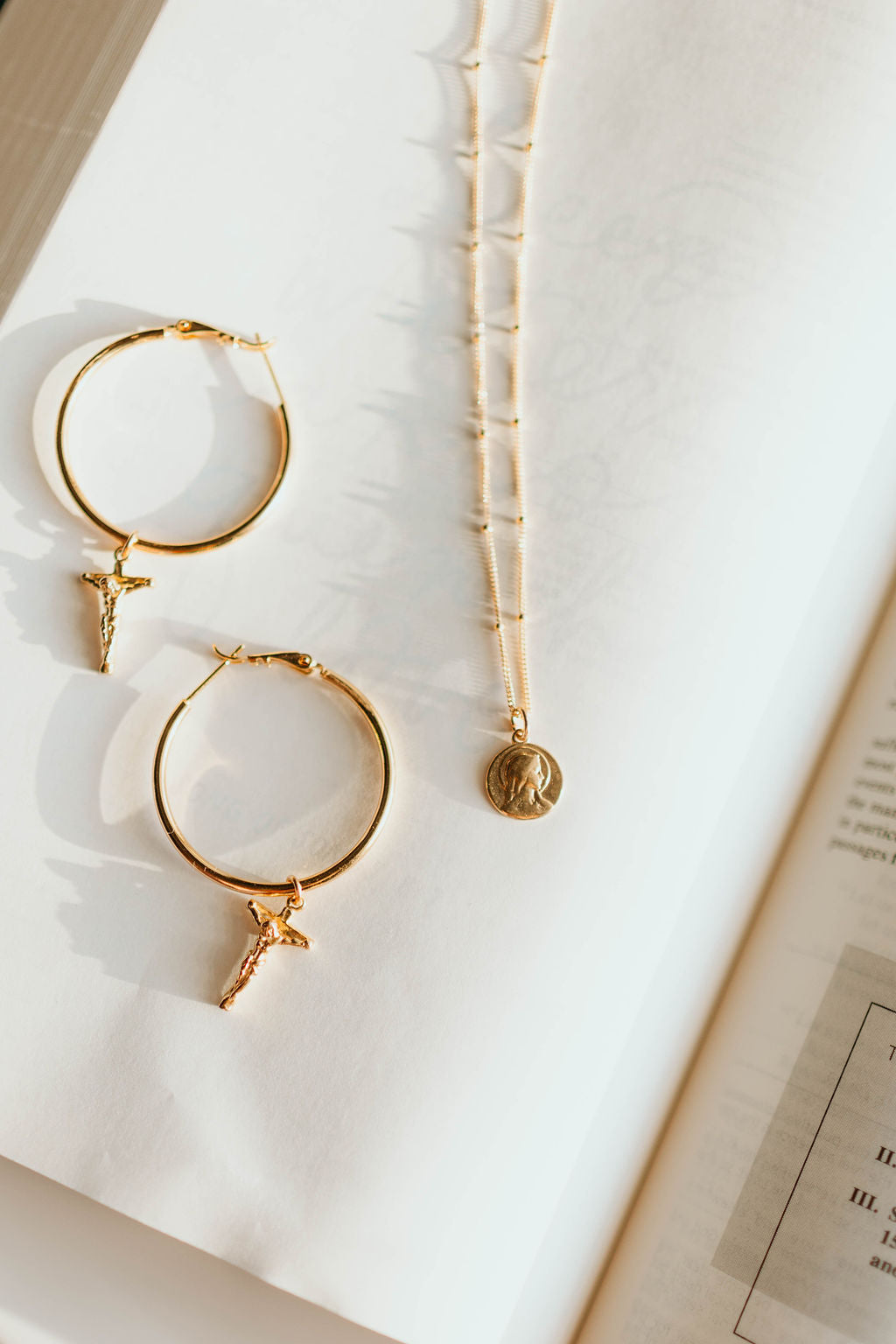 Crucifix Hoop Earrings – Catholic Cross Dangle Hoops | Faith-Inspired Jewelry Gift for Women