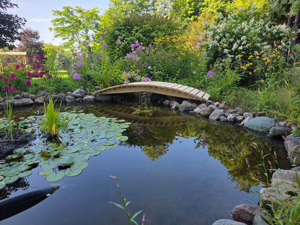 8 Ft Wooden Garden Bridge (No Railing) | Rustic Backyard Footbridge for Pathways, Ponds & Landscape Design
