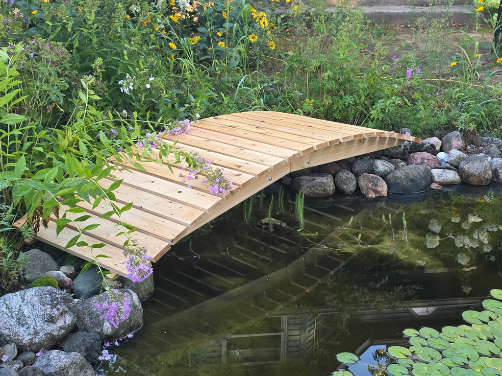 8 Ft Wooden Garden Bridge (No Railing) | Rustic Backyard Footbridge for Pathways, Ponds & Landscape Design