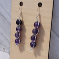 Handmade Amethyst Wire Wrapped Earrings – Silver Dangle Gemstone Jewelry, February Birthstone, Healing Crystal Gift for Her