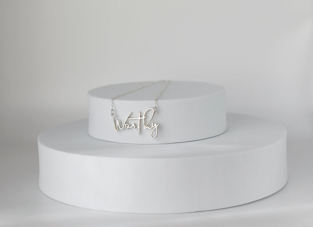 Worthy Necklace in Sterling Silver – Faith-Inspired Minimalist Jewelry | Meaningful Gift for Women