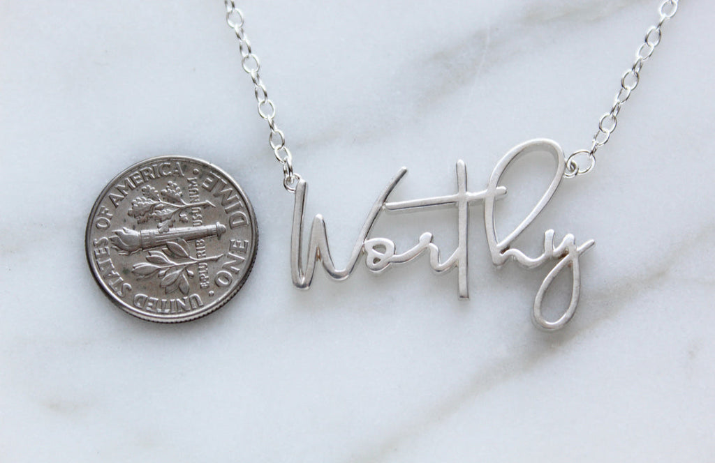 Worthy Necklace in Sterling Silver – Faith-Inspired Minimalist Jewelry | Meaningful Gift for Women