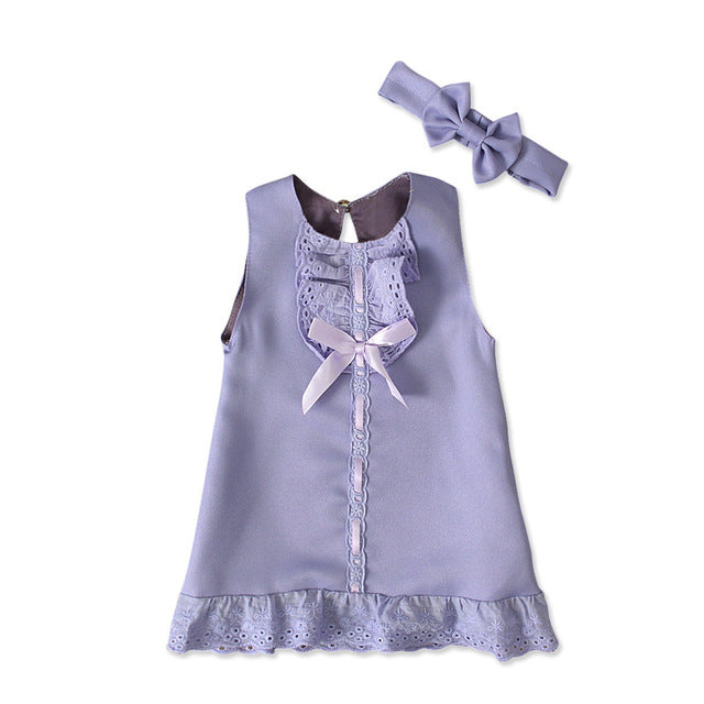 2pcs Set Baby Girl's Summer Dress | With Bow Headband - # BAAA51110005