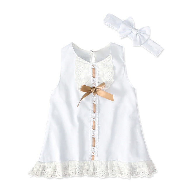 2pcs Set Baby Girl's Summer Dress | With Bow Headband - # BAAA51110005