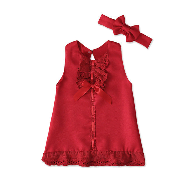 2pcs Set Baby Girl's Summer Dress | With Bow Headband - # BAAA51110005