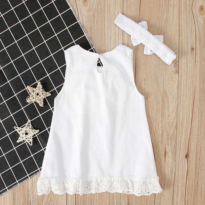 2pcs Set Baby Girl's Summer Dress | With Bow Headband - # BAAA51110005