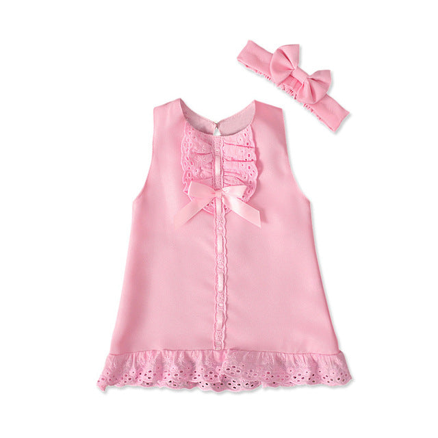 2pcs Set Baby Girl's Summer Dress | With Bow Headband - # BAAA51110005