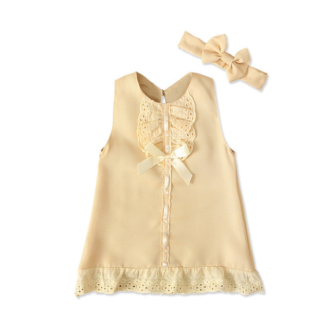 2pcs Set Baby Girl's Summer Dress | With Bow Headband - # BAAA51110005