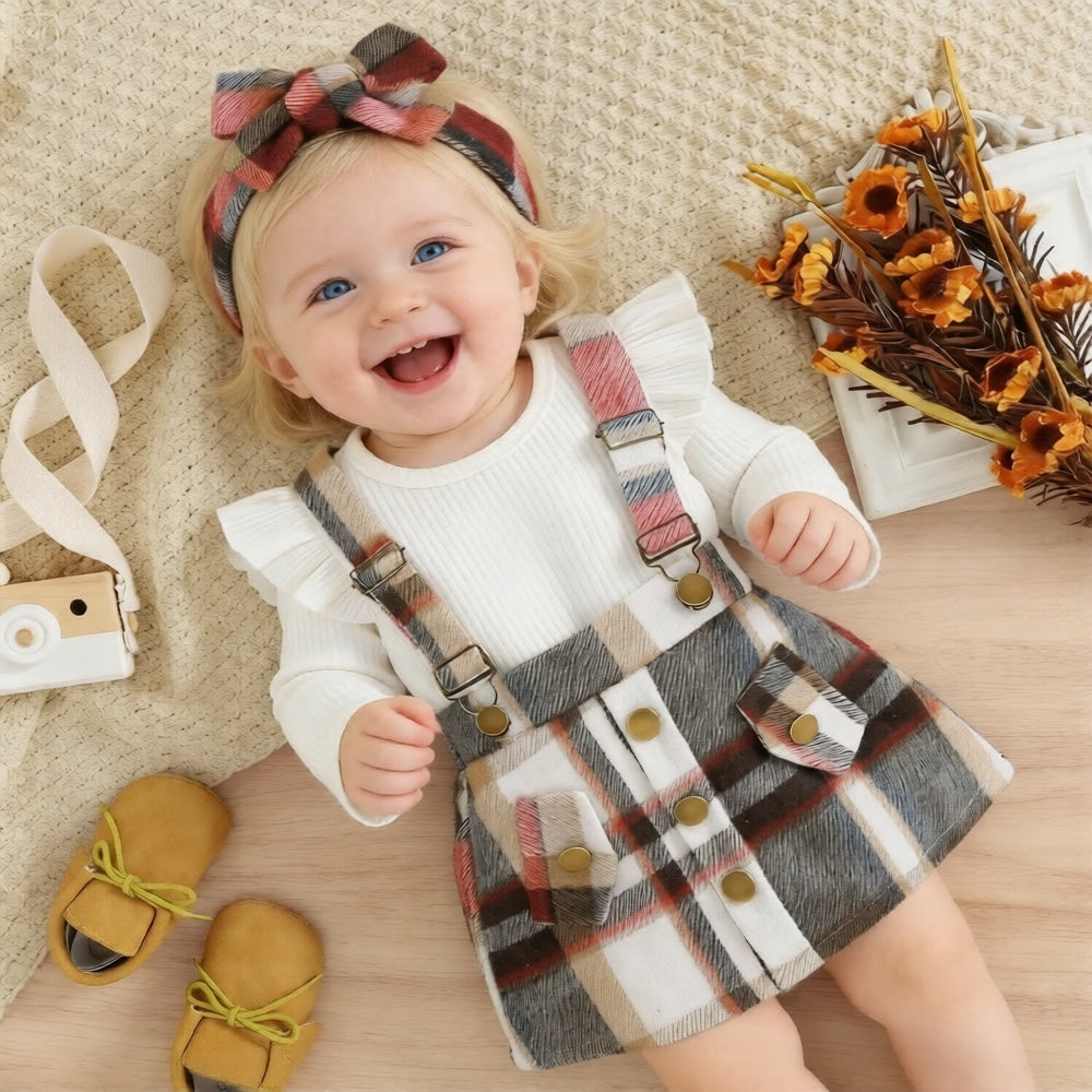 Cotton Striped Baby Romper and Skirt Set for Girls - BAAA51210039