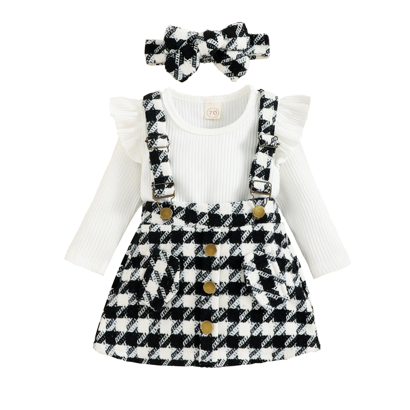 Cotton Striped Baby Romper and Skirt Set for Girls - BAAA51210039