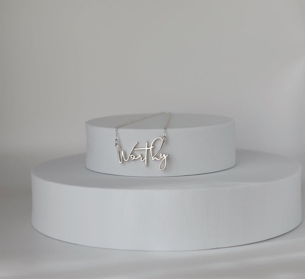 Worthy Necklace in Sterling Silver – Faith-Inspired Minimalist Jewelry | Meaningful Gift for Women