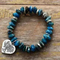Tree of Life Apatite Bracelet – Natural Stone Vegan Jewelry, Blue Gemstone Healing Bracelet, Meaningful Spiritual Gift