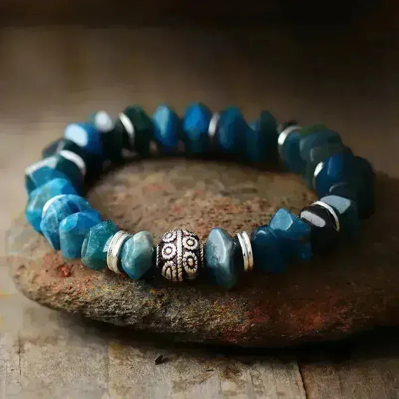 Tree of Life Apatite Bracelet – Natural Stone Vegan Jewelry, Blue Gemstone Healing Bracelet, Meaningful Spiritual Gift