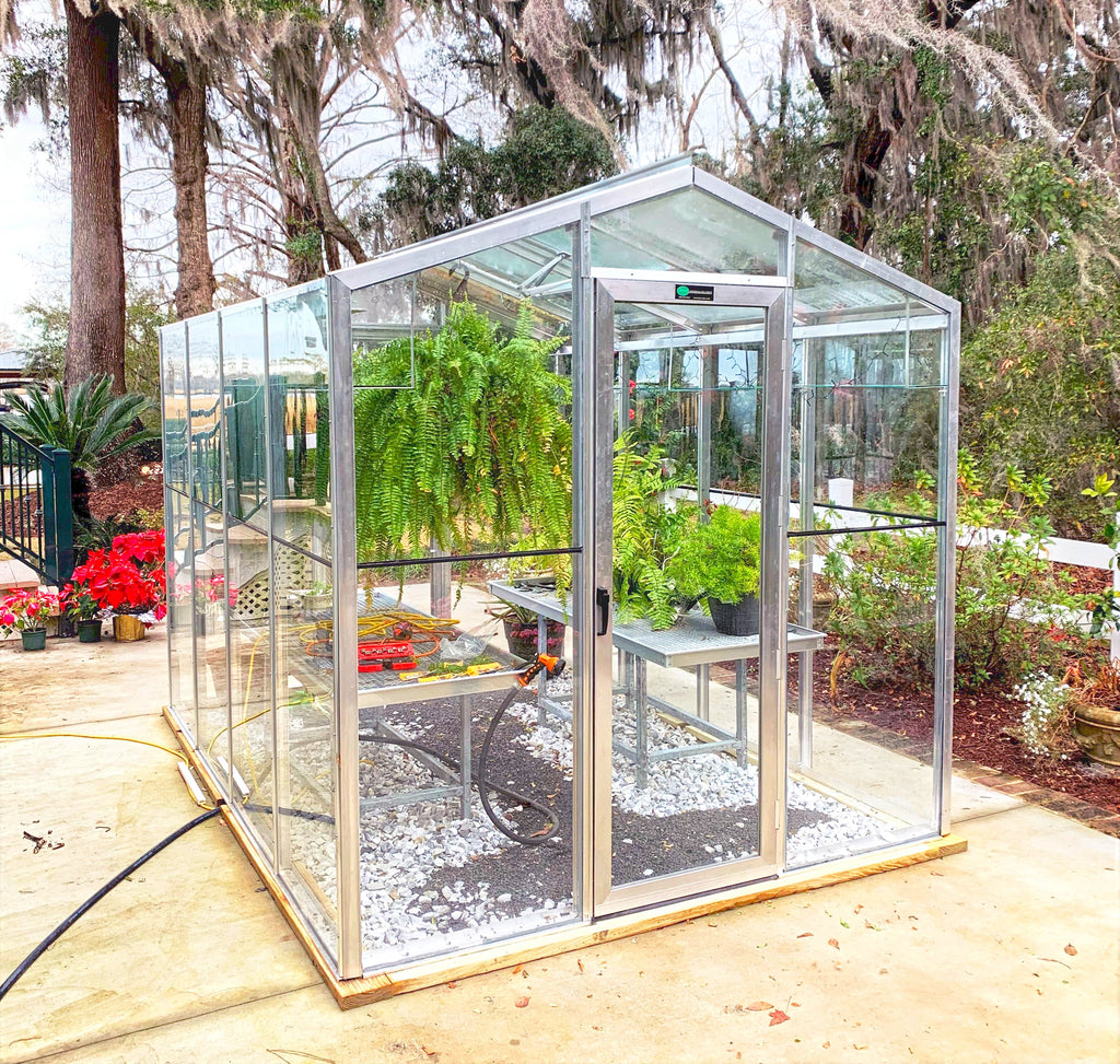 Palmetto 8x10 Greenhouse Kit | Aluminum & Tempered Glass Greenhouse | Heavy-Duty Backyard Greenhouse | All-Season Garden Structure