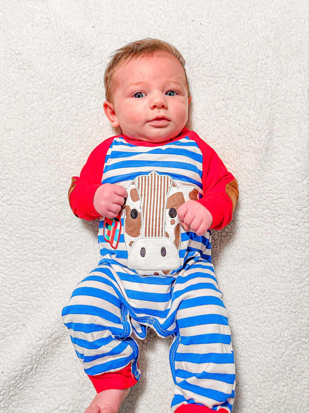 Cow Print Baby Romper | Western Baby Outfit | Farm Animal Striped Infant Romper (0–24M)