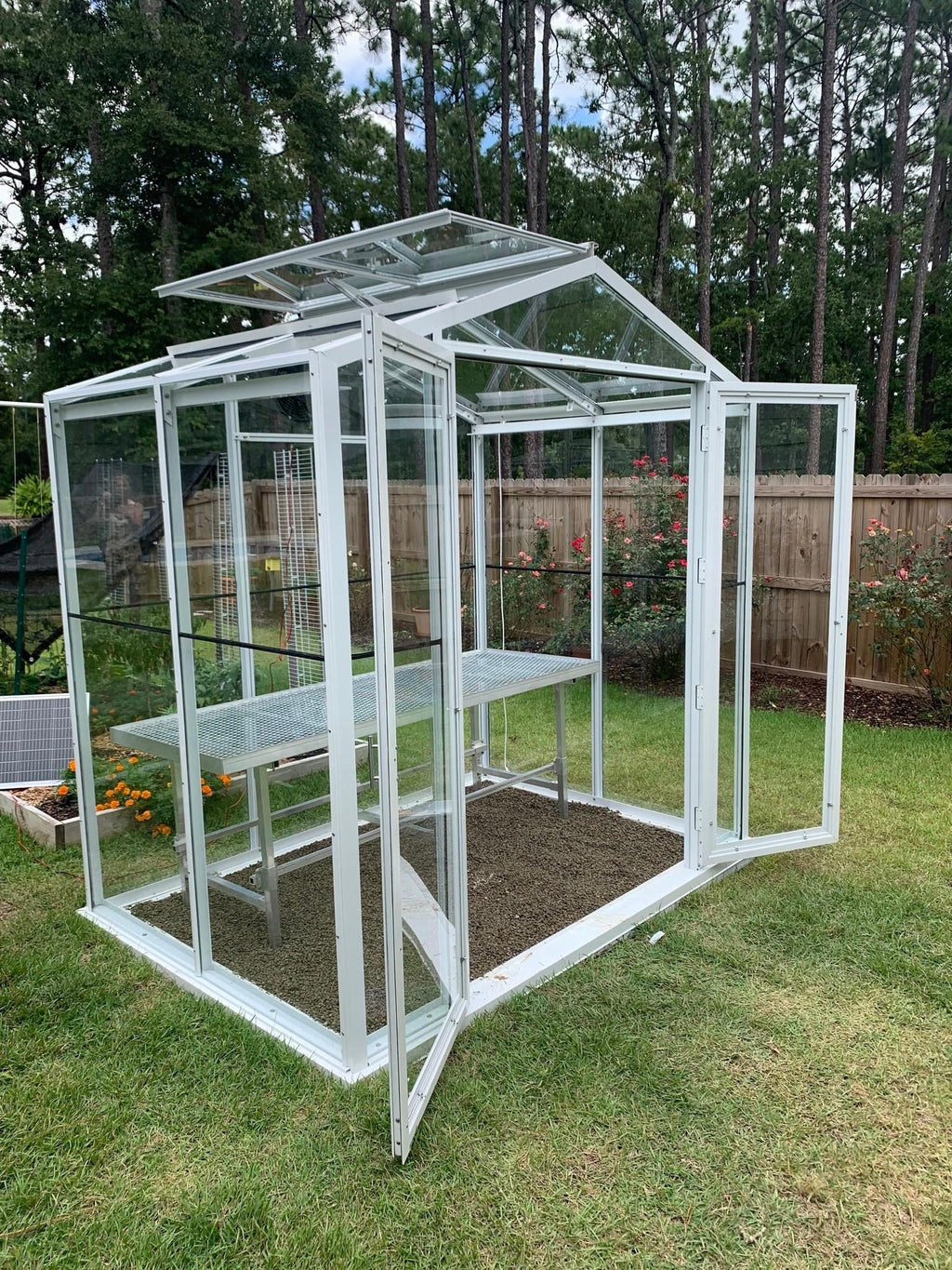 Sago 5x8 Greenhouse Kit | Aluminum & Tempered Glass Hobby Greenhouse | Compact Backyard Greenhouse | All-Season Growing Structure