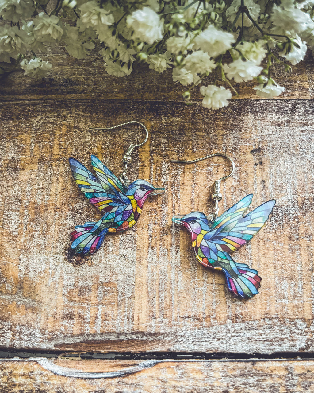 Colorful Hummingbird Earrings – Vibrant Bird Dangle Earrings | Nature-Inspired Jewelry