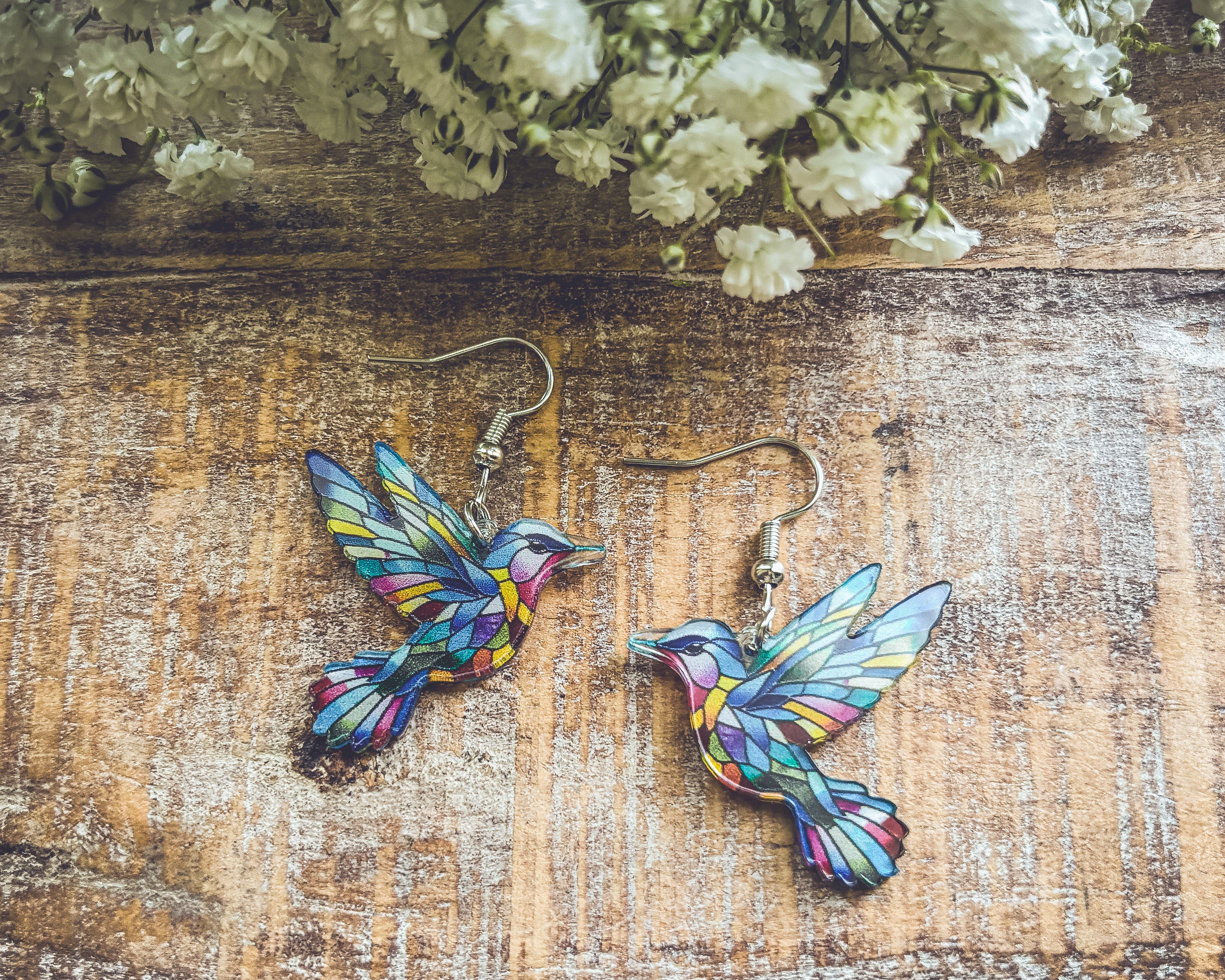 Colorful Hummingbird Earrings – Vibrant Bird Dangle Earrings | Nature-Inspired Jewelry