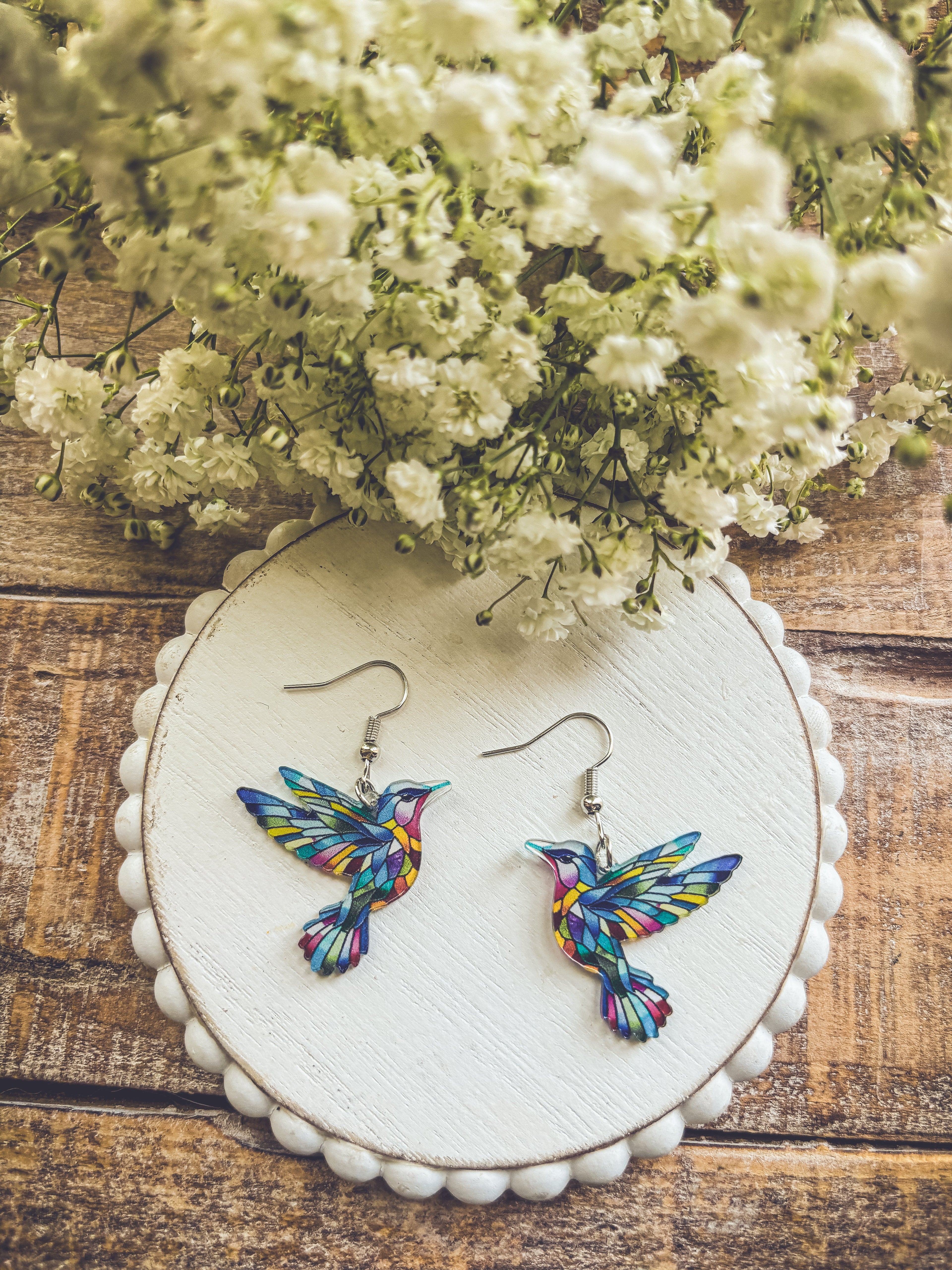 Colorful Hummingbird Earrings – Vibrant Bird Dangle Earrings | Nature-Inspired Jewelry