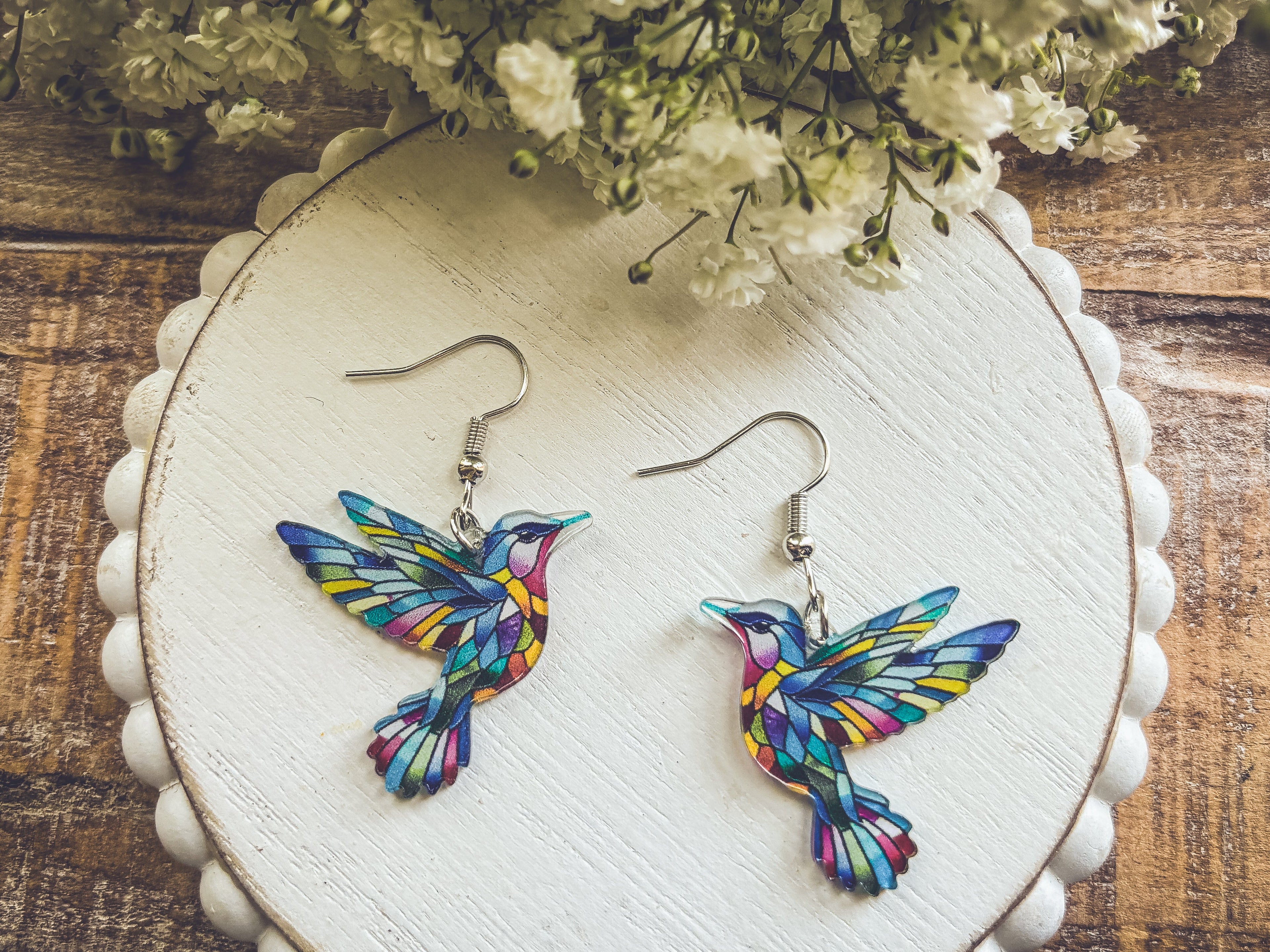 Colorful Hummingbird Earrings – Vibrant Bird Dangle Earrings | Nature-Inspired Jewelry
